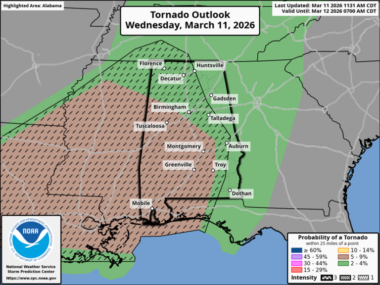Alabama Severe Weather: Tornado & Damaging Wind Threat – March 11, 2026 ...